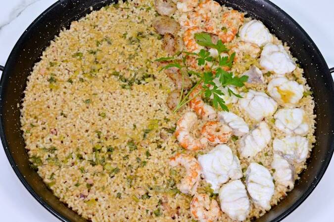 ARROZ A BANDA CON RAPE Y LANGOSTINOS