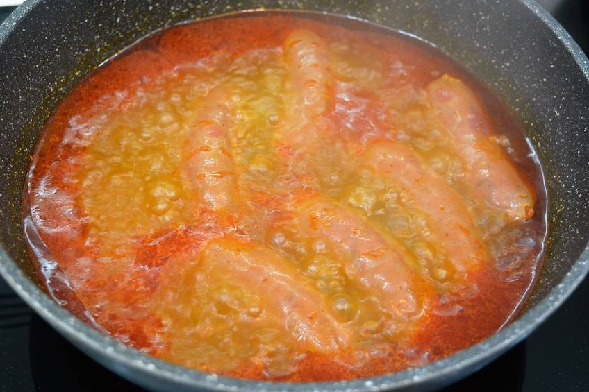 Chorizos a la sidra, receta casera